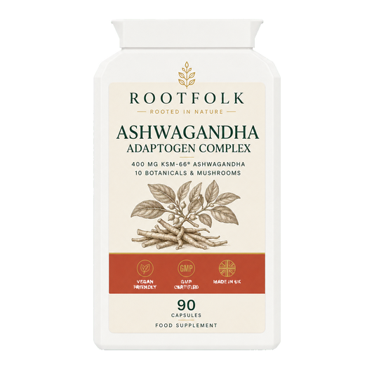 Rootfolk Ashwagandha Adaptogen Complex white pot product render